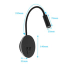 Axyaa Corded Gooseneck Wall Sconce with USB Port Switch and Cree LED Background Light