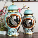 Axyaa Enamel Tea Jar, Ceramic General Jar Decoration, Large Flower Vase Handicraft
