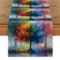 Axyaa Enchanted Forest Trees Table Runner Farmhouse Dining Decor Washable Long Cloth