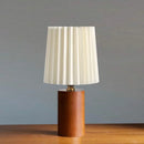 Axyaa Solid Wood Pleated Table Lamp for Bedroom Night Light