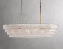Axyaa Smoke Gray Glass Chandeliers: Classic Round Gold Lustres for Home Ceiling Lighting