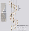 Axyaa Spiral Gold LED Pendant Chandelier Acrylic Droplight Luxury Bar Lamp