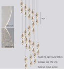 Axyaa Spiral Gold LED Pendant Chandelier Acrylic Droplight Luxury Bar Lamp