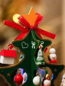 Axyaa Wooden Green Christmas Tree Ornament Decoration Festive Holiday Table Centerpiece