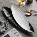 Axyaa Long Leaf Plate - Premium Ceramic Sushi Platter