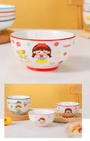 Axyaa Children's Rice Bowl Set: Cartoon Rice Bowl & Ceramic Tableware