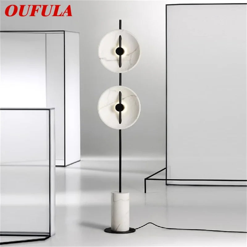 Axyaa White Marble LED Floor Lamp for Modern Indoor Decor
