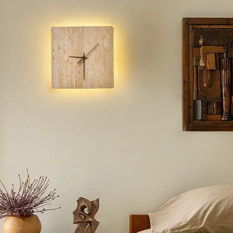 Axyaa LED Wall Clock Yellow Stone Light for Modern Nordic Decor