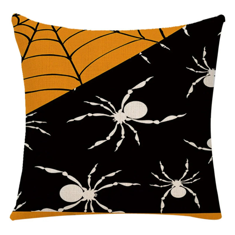 Axyaa Halloween Spider Pillowcase Black Castle Owl Thanksgiving Square Cushion Cover