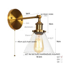 Axyaa Clear Glass Iron LED Wall Lamp Stair Light Fixture Vintage Industrial Plug-In Bedside