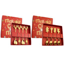 Axyaa Gold Christmas Cutlery Set - 4Pcs Stainless Steel Dinnerware with Gift Box