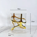 Axyaa Gold Edge Geometric Glass Vase: Elegant Terrarium for Home Decor and Flower Arrangements