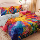 Axyaa Rainbow Sunrise Flower Field Duvet Cover Set - 3 pieces
