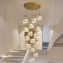 Axyaa Crystal Chandelier Stair Pendant Light Living Room Interior Lighting