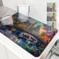 Axyaa Cityscape Absorbent Kitchen Mat - Antiskid & Quick Dry Dish Drying Pad