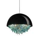 Axyaa Luxury Crystal Chandelier Black White LED Round Light for Living Dining Room