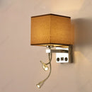 Axyaa LED Fabric Lampshade Wall Light with USB Charging Port, Adjustable Spotlight