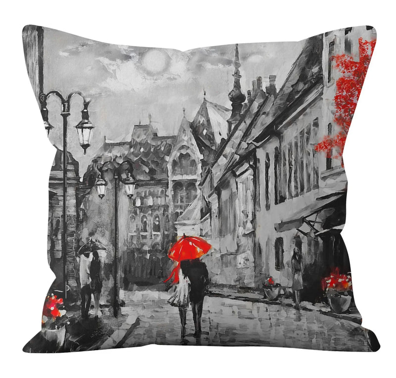 Axyaa Romantic Paris Couple Cushion Cover: Home & Office Decor - Valentine Theme