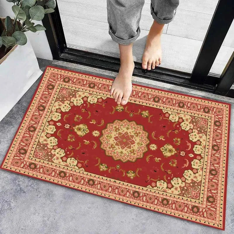 Axyaa Geometric Print Non-Slip Kitchen Rug: Bohemian Ethnic Style, Modern Design