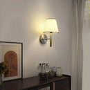 Axyaa White Cloth Lampshade LED Wall Sconce, Elegant Dining Room Lighting Fixtures