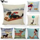 Axyaa Cute Animal Painted Cushion Covers for Home Decor and Gifts