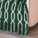 Axyaa Green Christmas Textured Knit Blanket with Tassel - Cozy & Lightweight