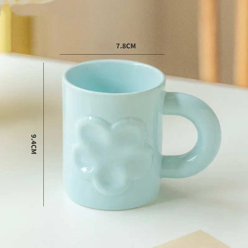 Axyaa Ceramic Mug Set - Breakfast Coffee Cup with Handle in Creative Design