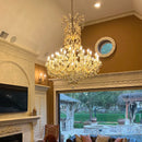 Axyaa Gold Crystal Chandelier for Foyer Lobby Hallway - Staircase Ceiling Light