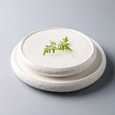Axyaa Frosted White Texture Drum Flat Plate - Molecular Cooking Tableware