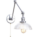 Axyaa Retro Loft Pull Chain Wall Light Chrome Glass Fixture