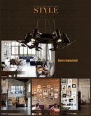 Axyaa Black Industrial Chandelier - Vintage Iron Spotlight Fixture for Restaurant & Bar.
