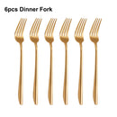 Axyaa 21-Piece Gold Stainless Steel Cutlery Set - Elegant Western Dinnerware