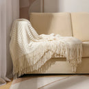 Axyaa Yellow Knitted Textured Throw Blanket - Soft Cozy Decor for Couch, Sofa, Bed