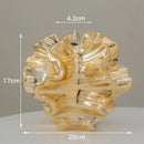 Axyaa Gold Electroplated Ceramic Vase for Home Decor, Handcrafted European Style Ornament