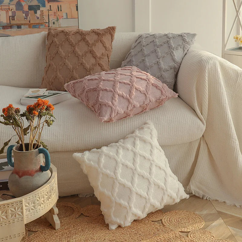 Axyaa Short Plush Pillow Cover Set for Stylish Home Décor
