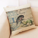 Axyaa Retro Flower Bird Linen Pillowcase Car Seat Cushion Cover Living Room Sofa
