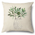 Axyaa Green Leaf Linen Pillowcase, Simple Style Decorative Sofa Cushion Cover