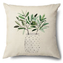 Axyaa Green Leaf Linen Pillowcase, Simple Style Decorative Sofa Cushion Cover