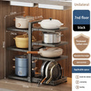Axyaa Adjustable Pot and Pan Storage Rack, Seasoning Bottle Organizer