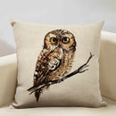 Axyaa Owl Linen Cushion Cover 45x45cm - Elegant Sofa Pillowcase for Any Occasion