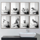 Nordic Elephant Giraffe Bathtub Wall Art Canvas by Axyaa
