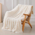 Axyaa Cozy Faux Fur Reversible Throw Blanket: Soft Plush Fluffy Blanket for Couch