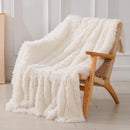 Axyaa Cozy Faux Fur Reversible Throw Blanket: Soft Plush Fluffy Blanket for Couch