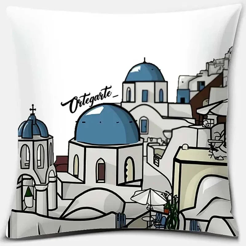 Axyaa Santorini Series Pattern Pillowcase Square Cushion Cover Home Sofa Decor