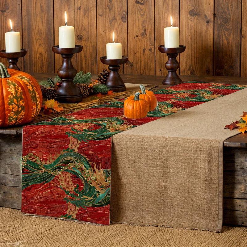 Axyaa Christmas Scales Table Runner - Farmhouse Dining Decorations for Party Tables
