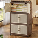 Axyaa 5-Tier Foldable Storage Cabinet with Wheels for Clothes Organization