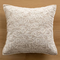 Axyaa Floral Dandelion Jacquard Chenille Cushion Cover, Beige Coffee, 18x18"