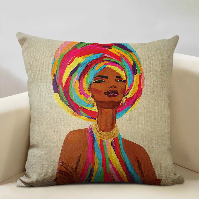 Axyaa African Woman Ethnic Cushion Cover 45x45cm