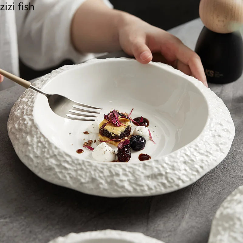 Axya Ceramic Dinner Plate Set - Solid Color Tableware for Restaurant and Home