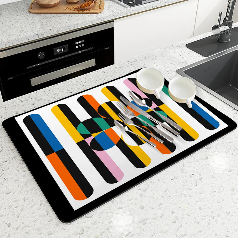Axyaa Floral Drain Pad: Absorbent Anti-slip Kitchen & Bathroom Mat